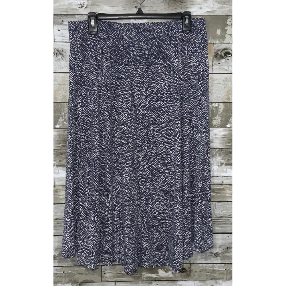 Hilary Radley Womens Dark Blue Polka Dot Midi Skirt Stretch Size L‎